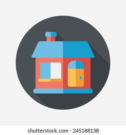 Building house flat icon with long shadow,eps10