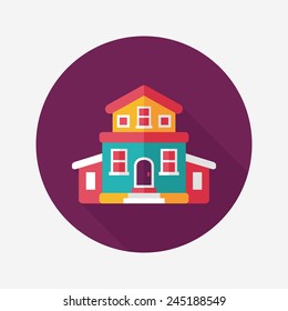 Building house flat icon with long shadow,eps10