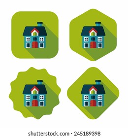 Building house flat icon with long shadow,eps10