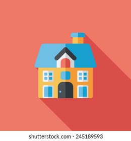 Building house flat icon with long shadow,eps10