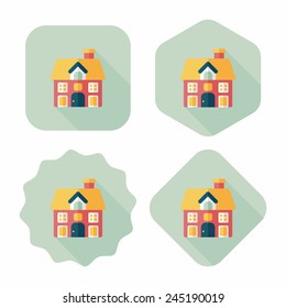 Building house flat icon with long shadow,eps10