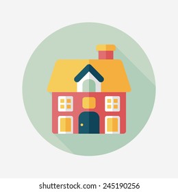 Building house flat icon with long shadow,eps10