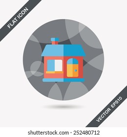 Building house flat icon with long shadow,eps10