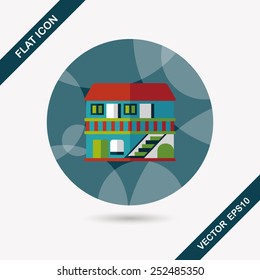 Building house flat icon with long shadow,eps10