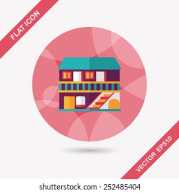 Building house flat icon with long shadow,eps10