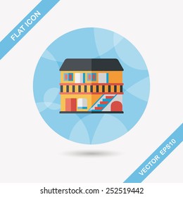 Building house flat icon with long shadow,eps10