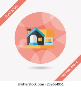 Building house flat icon with long shadow,eps10