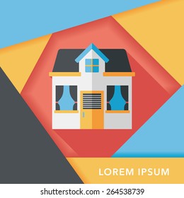 Building house flat icon with long shadow,eps10