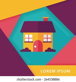 Building house flat icon with long shadow,eps10