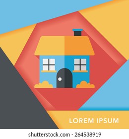 Building house flat icon with long shadow,eps10