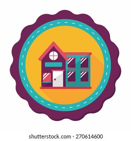 Building house flat icon with long shadow,eps10