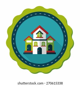 Building house flat icon with long shadow,eps10