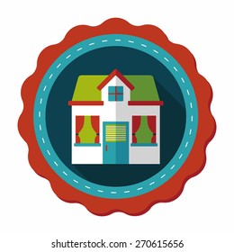 Building house flat icon with long shadow,eps10