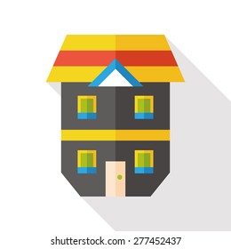 Building house flat icon with long shadow