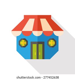 Building house flat icon with long shadow