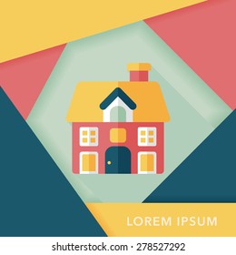 Building house flat icon with long shadow,eps10