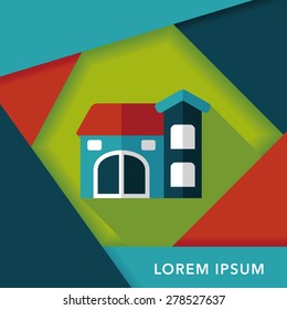 Building house flat icon with long shadow,eps10