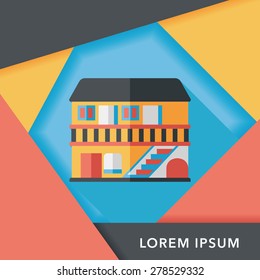 Building house flat icon with long shadow,eps10