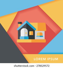 Building house flat icon with long shadow,eps10