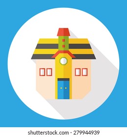 Building house flat icon with long shadow