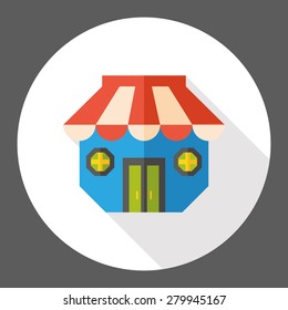Building house flat icon with long shadow