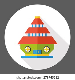 Building house flat icon with long shadow