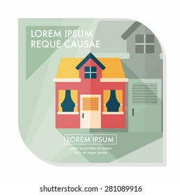 Building house flat icon with long shadow,eps10