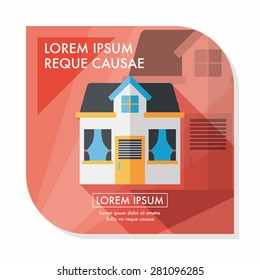 Building house flat icon with long shadow,eps10