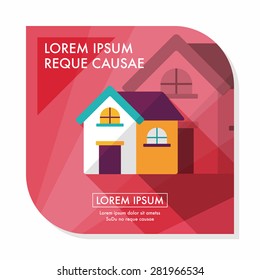 Building house flat icon with long shadow,eps10