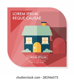 Building house flat icon with long shadow,eps10