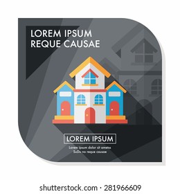 Building house flat icon with long shadow,eps10
