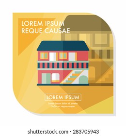 Building house flat icon with long shadow,eps10