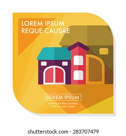 Building house flat icon with long shadow,eps10