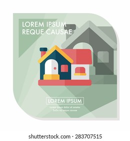 Building house flat icon with long shadow,eps10