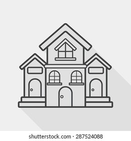 Building house flat icon with long shadow, line icon