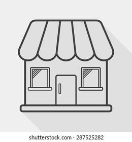 Building house flat icon with long shadow, line icon