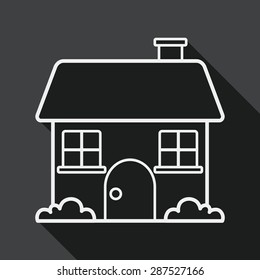 Building house flat icon with long shadow, line icon