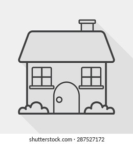 Building house flat icon with long shadow, line icon