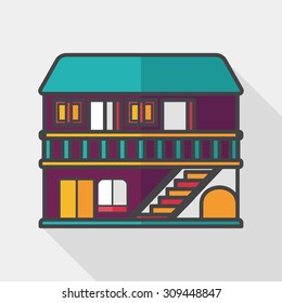 Building house flat icon with long shadow,eps10