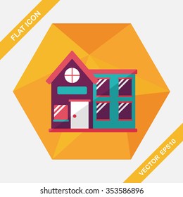 Building house flat icon with long shadow,eps10