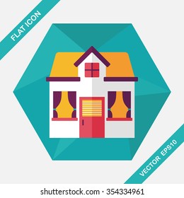 Building house flat icon with long shadow,eps10