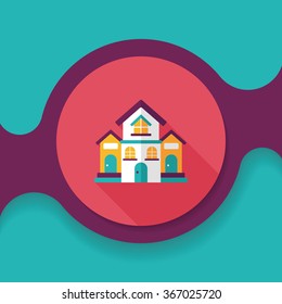 Building house flat icon with long shadow,eps10