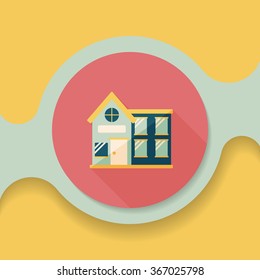 Building house flat icon with long shadow,eps10