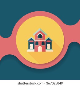 Building house flat icon with long shadow,eps10