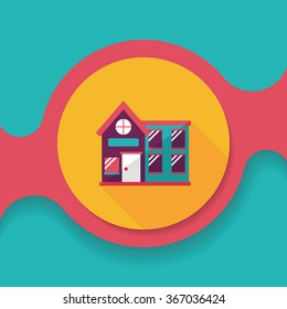Building house flat icon with long shadow,eps10