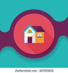 Building house flat icon with long shadow,eps10