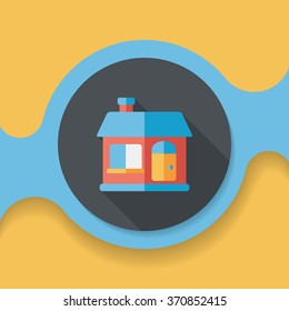 Building house flat icon with long shadow,eps10