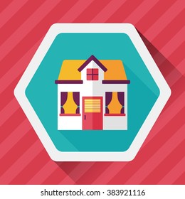 Building house flat icon with long shadow,eps10