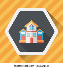 Building house flat icon with long shadow,eps10