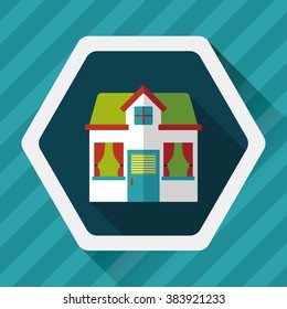 Building house flat icon with long shadow,eps10